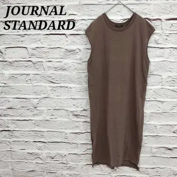 저널 스탠다드 슬리브리스 롱 원피스 슬릿 코튼 브라운