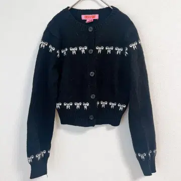 Coco & Shay 블랙 리본 가디건 [ XS ] 블랙 리본 무늬