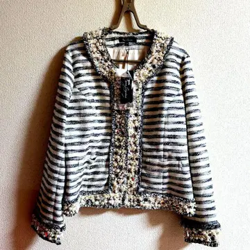 미사용 택 포함 AnneCoquine 자켓 보더 장식 선명 L 사이즈