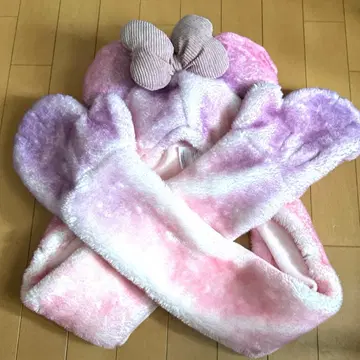 [ 익명 배송 ] 머플러 캡 미니 마우스 그라데이션 리본