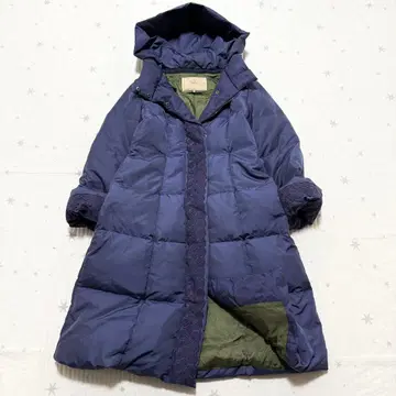 시빌라 A라인 다운 코트 후드 탈부착 가능 레이스 블루