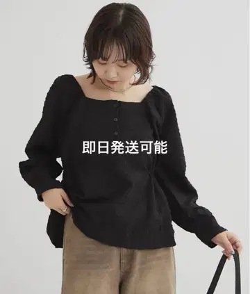 mystic 엠보싱 퍼프 긴팔 블라우스 블랙 사이즈 F