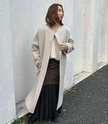 프레이 아이디 택 포함 미사용 새상품 울캐시미어 바이컬러 리버 코트