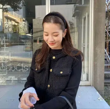 베이스먼트 온라인 트위드 베스트 블랙 미사용에 가까운