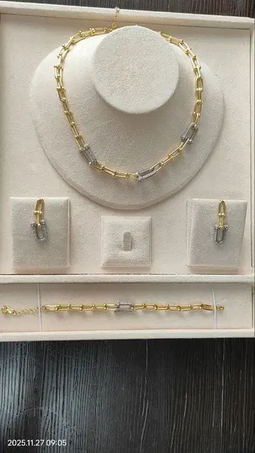 하드웨어 목걸이 세트 금 도금 스테인리스