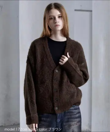 [ CLEL ] 알파카 블렌드 샤기 V넥 가디건