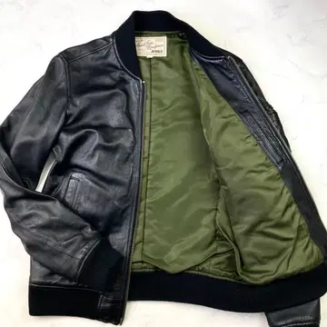 [ 새상품급 ] AVIREX MA-1 가죽 자켓 블랙 라이더스