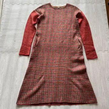 [ 45R ] 융모 울 롱 원피스 체크 고급 울