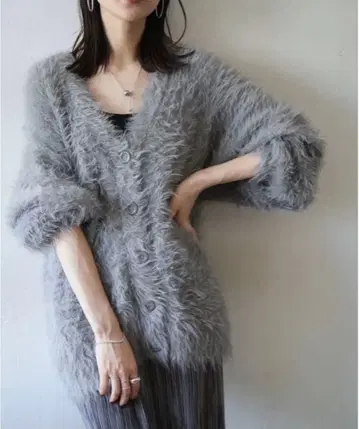 샤기 니트 가디건 그레이 frene 프라네