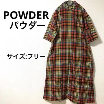 [새상품급] POWDER 롱 원피스 빨간색 계열 체크 프리 사이즈