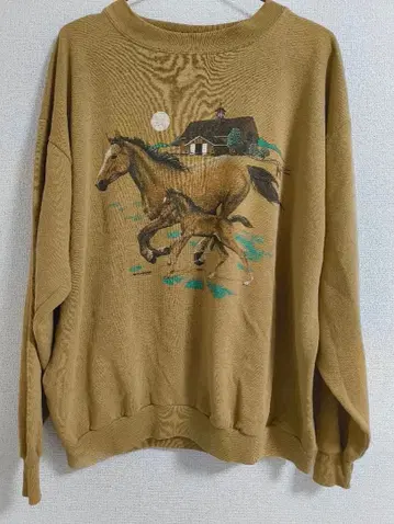 USA COTTON GROVE DESIGNS 호스 프린트 맨투맨