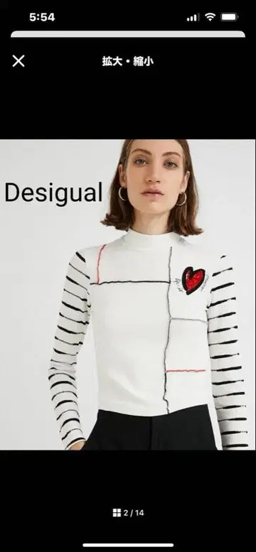 Desigual 스트라이프 하트 니트 긴팔