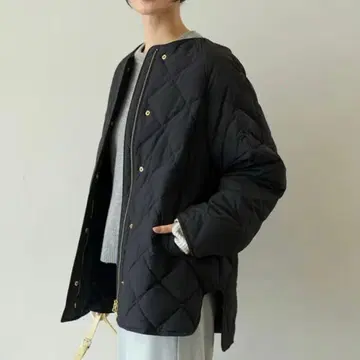 택 포함 미사용 새상품 앙피로 x 타이온 퀼팅 블루종 블랙 S