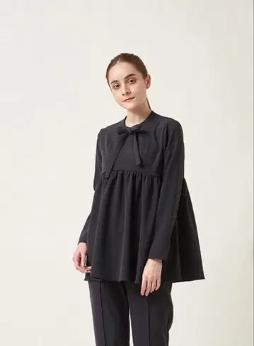 새상품급 yori 세레모니 리본 블라우스 36 블랙