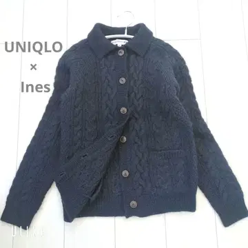 [새상품급] 유니클로 x 이네스 콜라보 케이블 니트 가디건 네이비 M