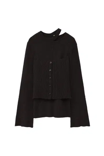 바스티에 세트 리브 니트 브라운