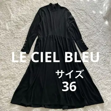 LE CIEL BLEU 맥시 길이 펄 하이넥 긴팔 원피스