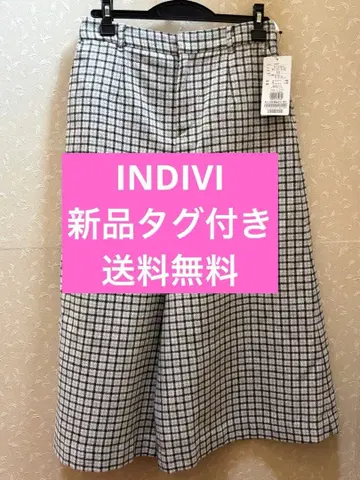 INDIVI 택 포함 새상품 무료배송 체크 무늬 와이드 팬츠