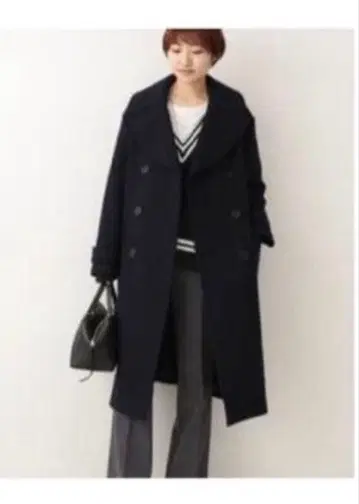 [컨디션 최상] 이에나 멜톤 롱 P코트 네이비 size38 피코트