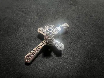 실버 925 크라운 & 크로스 펜던트 탑 실버 액세서리