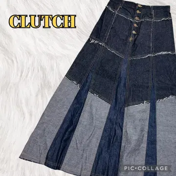 새상품급 CLUTCH 롱 데님 스커트 리메이크 플레어 청바지