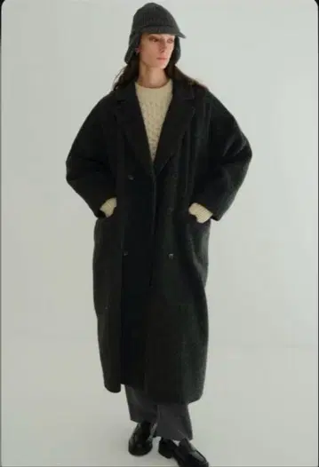 CLANE 더블 울 롱 코트 다크 그레이