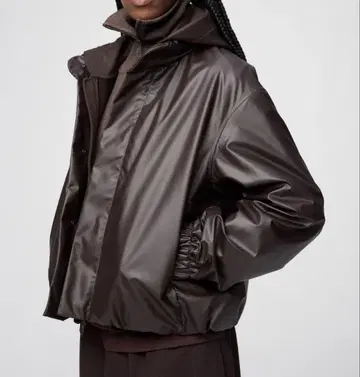 UNIQLO U 후드 부착 다크 브라운 나일론 블루종