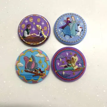 디즈니 자수 캔뱃지 눈의 여왕 알라딘 라푼젤 덤보