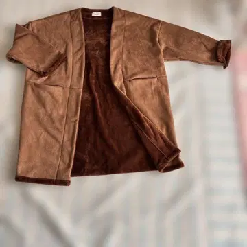 Daires 브라운 오픈 프론트 무스탕 코트