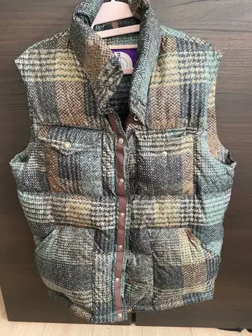 THE NORTH FACE 체크 무늬 다운 베스트 S