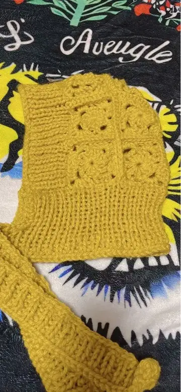 머스타드 니트 모자 후드