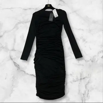 [미사용 택 포함] 엘리자베타 프란키 라메 드레스 원피스 긴팔 블랙