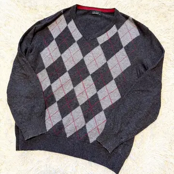 ZARA MAN 자라 니트 얇은 소재 아가일 무늬 그레이 USA L