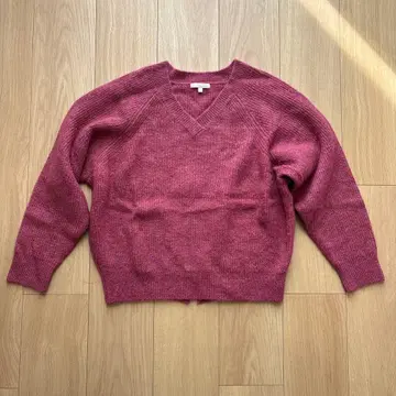 5 게이지 알파카 스트레치 골지 V넥 풀오버