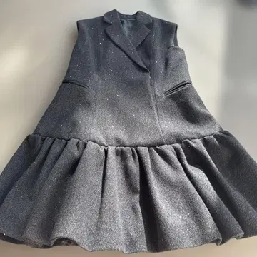 오블리 그레이 라메 믹스 슬리브리스 원피스 OBLI