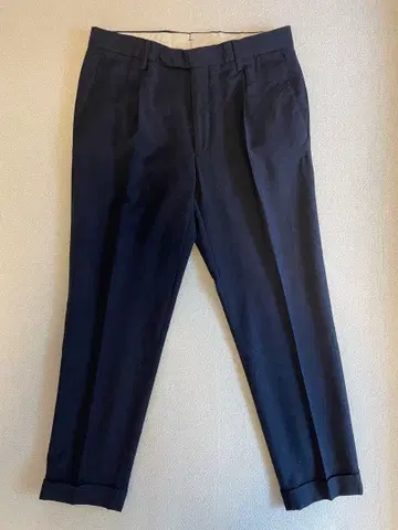 GERMANO per BEAMS 원플리츠 울 슬랙스 48 네이비