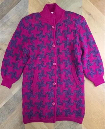 새상품급 BIKI BIS 기하학 패턴 니트 가디건 피코네 y48