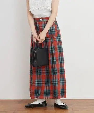 fig London 피그런던 체크 롱 스커트 린넨