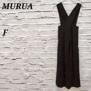 무루아 F 롱 민소매 원피스 오버롤 스커트 포켓 블랙