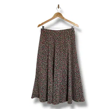 플레어 스커트 사이즈 3 큐프라 100% 꽃무늬 여성용 L 사이즈