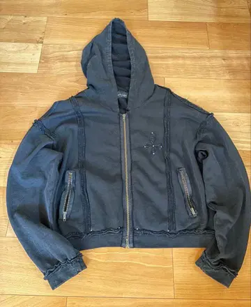 yorkshin y2k 지퍼 후드티 크롭 M