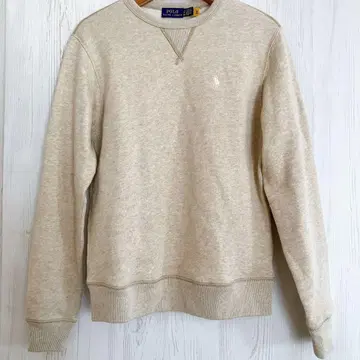 폴로 랄프로렌 속기모 맨투맨 화이트 포니 자수 멜란지 베이지 S