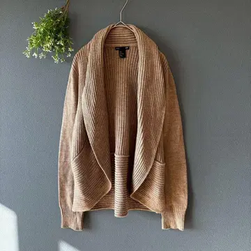 H&M 베이직 (M) 루즈핏 립 니트 버튼리스 가디건