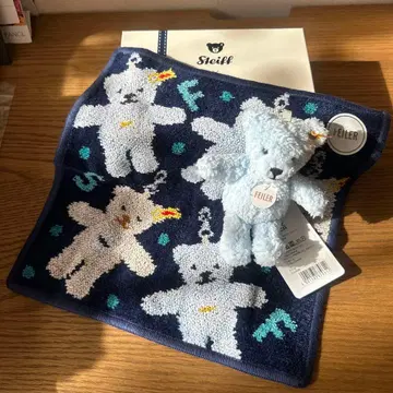 [ 미사용품 ] 페이러 x Steiff 곰 디자인 손수건