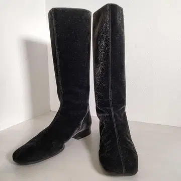 JIL SANDER 롱 부츠 벨로아 37 지퍼 블랙