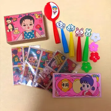 쇼와 레트로 연필 캡 인쇄물 비밀의 아코짱 지폐 꽃 비즈