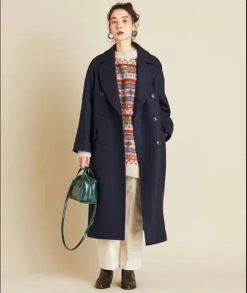 HARRIS WOOD 네이비 롱 코트