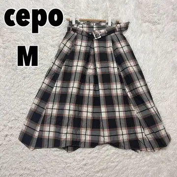 cepo 세포 (M) 체크 무늬 플레어 스커트
