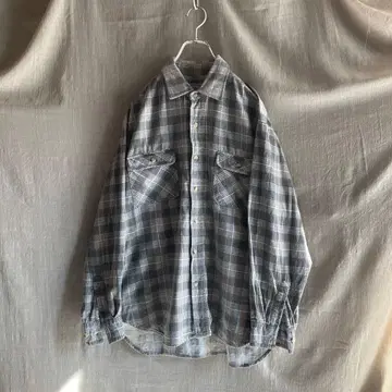 unknown / 프린트 플란넬 셔츠 프리넬 체크 배색 그레이