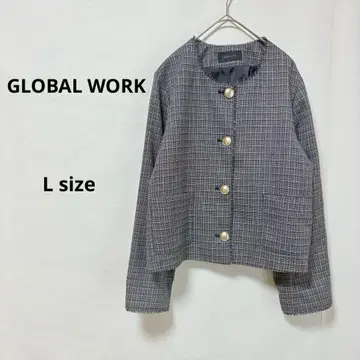 GLOBAL WORK 트위드 노카라 자켓 L 골드 버튼 세레모니